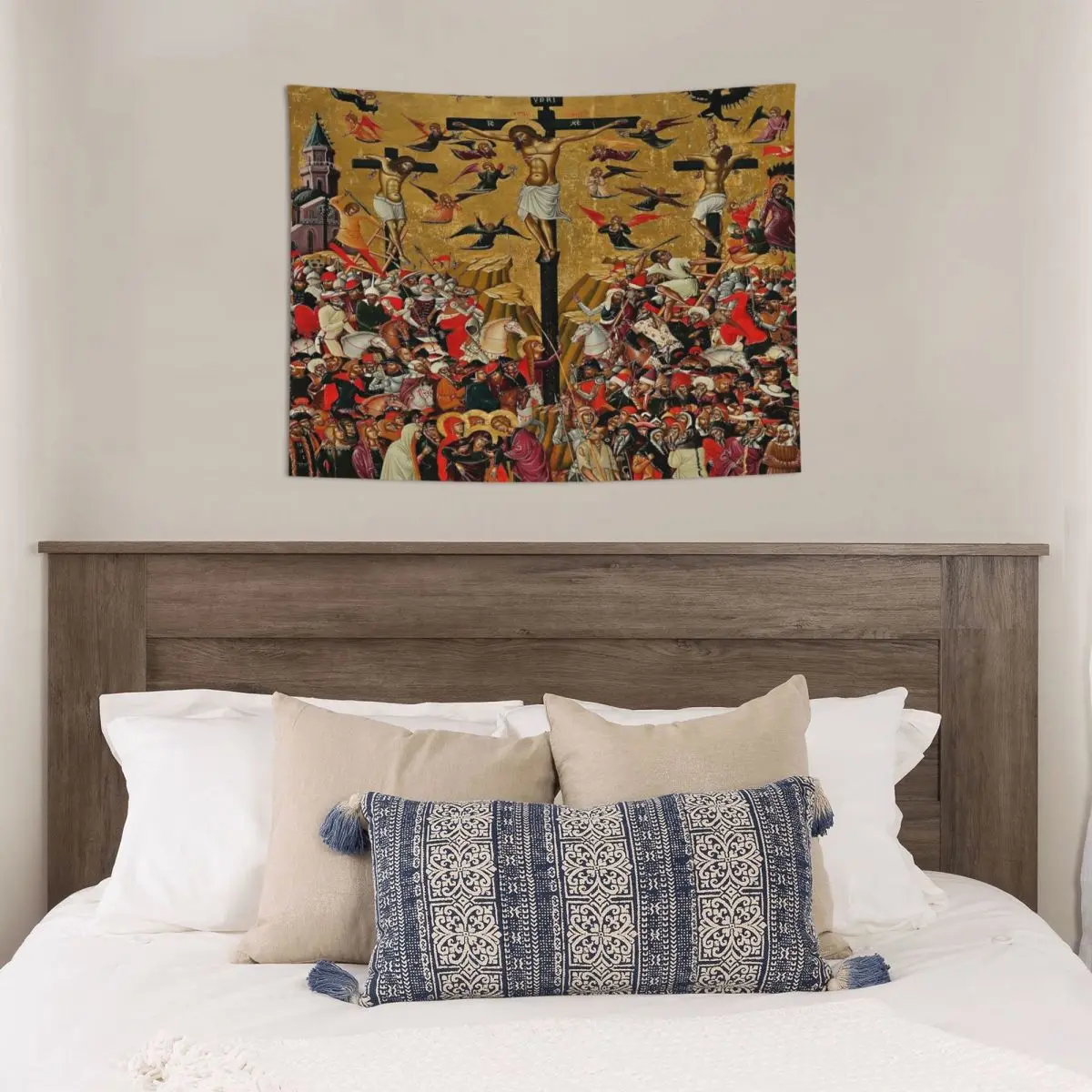 Crucifixion Andreas Pavias Orthodox Cross Tapestry Wall Hanging Hippie Wall Tapestry INS Throw Rug Blanket Room Decor Cloth
