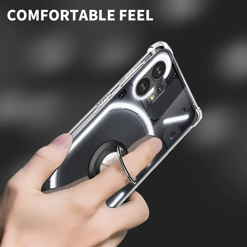 Magnetic Ring Stand Holder Case - Transparent Airbag Soft TPU Shockproof Cover