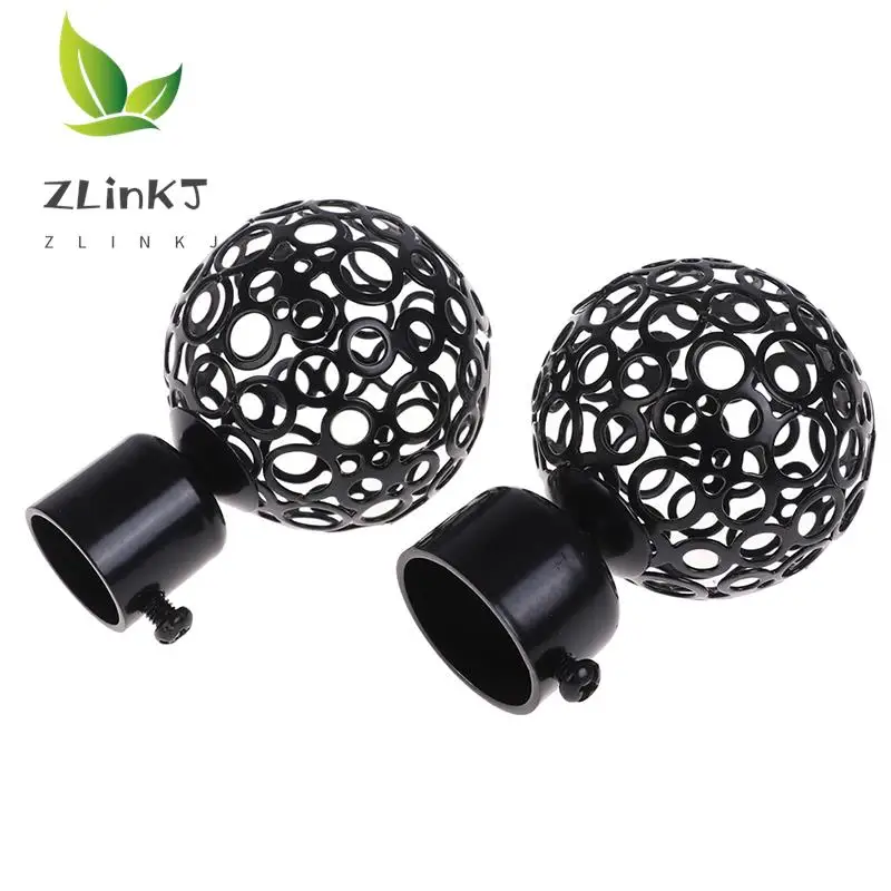 Drapery Curtain Rods 2Pcs 22mm 28mm Dia Iron Ends Caps Finials Accessories curtain rod