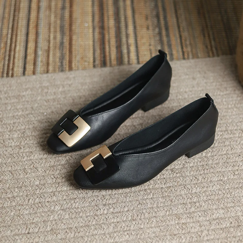 Flat Shoes Solid Color Women Shoes Daily Round Toe Shallow Mouth Casual Shoes Low Heels Fashionable Shoes Comfortable Work Shoes