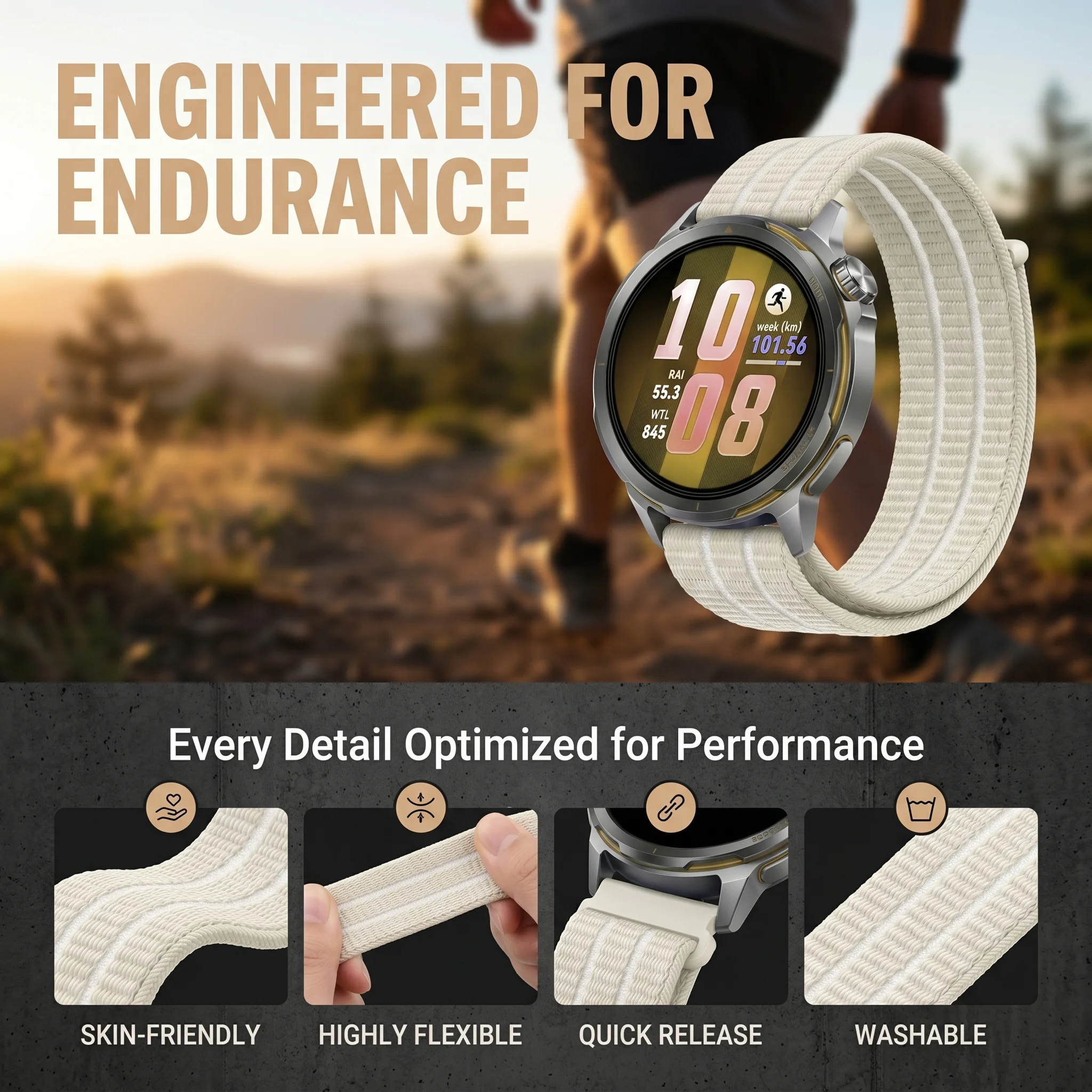 Sport Nylon Breathable Bracelet Strap - 20/22mm