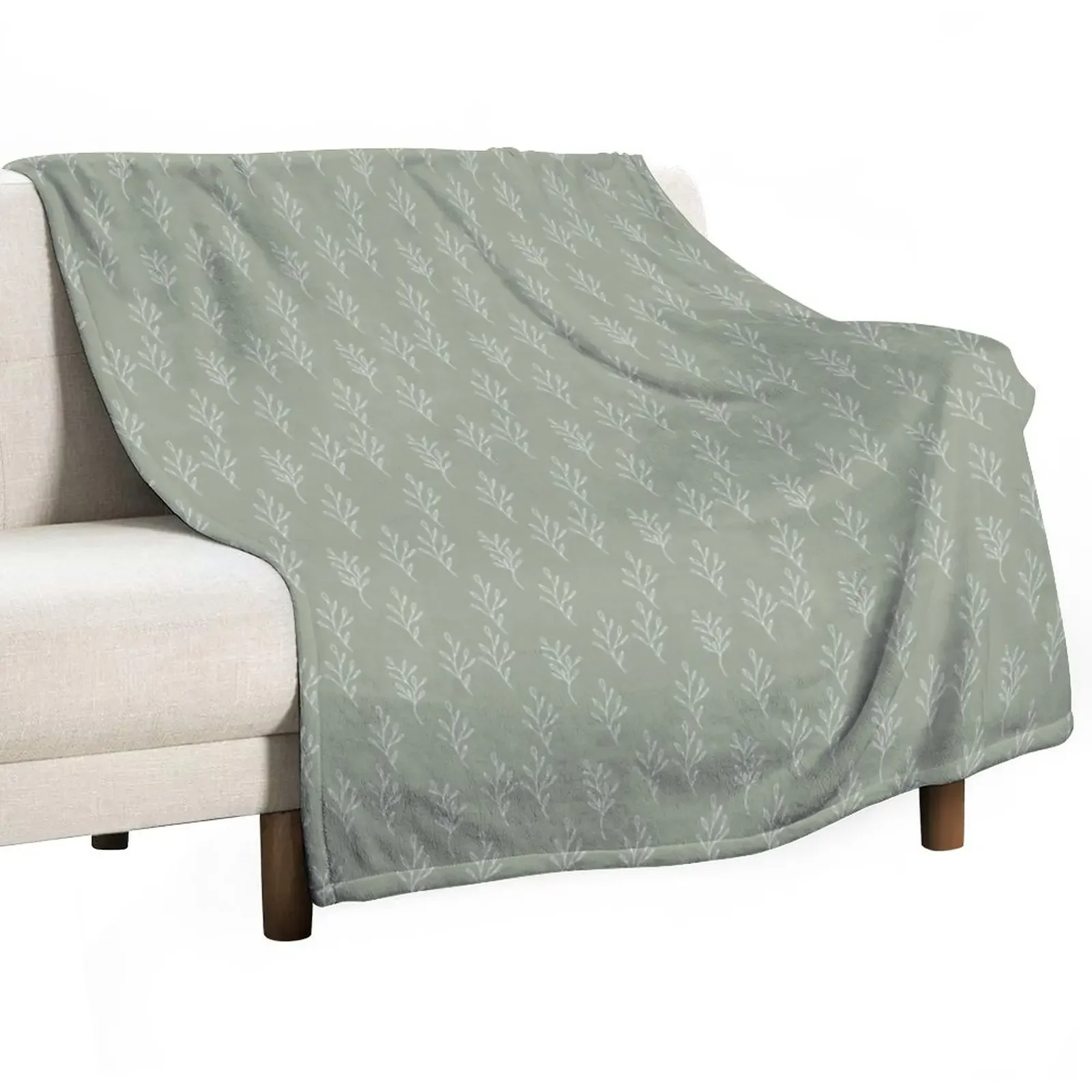 

Little Branches in Sage and White Throw Blanket warm winter for winter Blankets