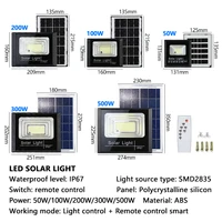 LED Solar Light Flood Lights Outdoor Solar Reflector Spotlights 50w 100w 200w 300w 500w With Remote Control For Garden Street 2