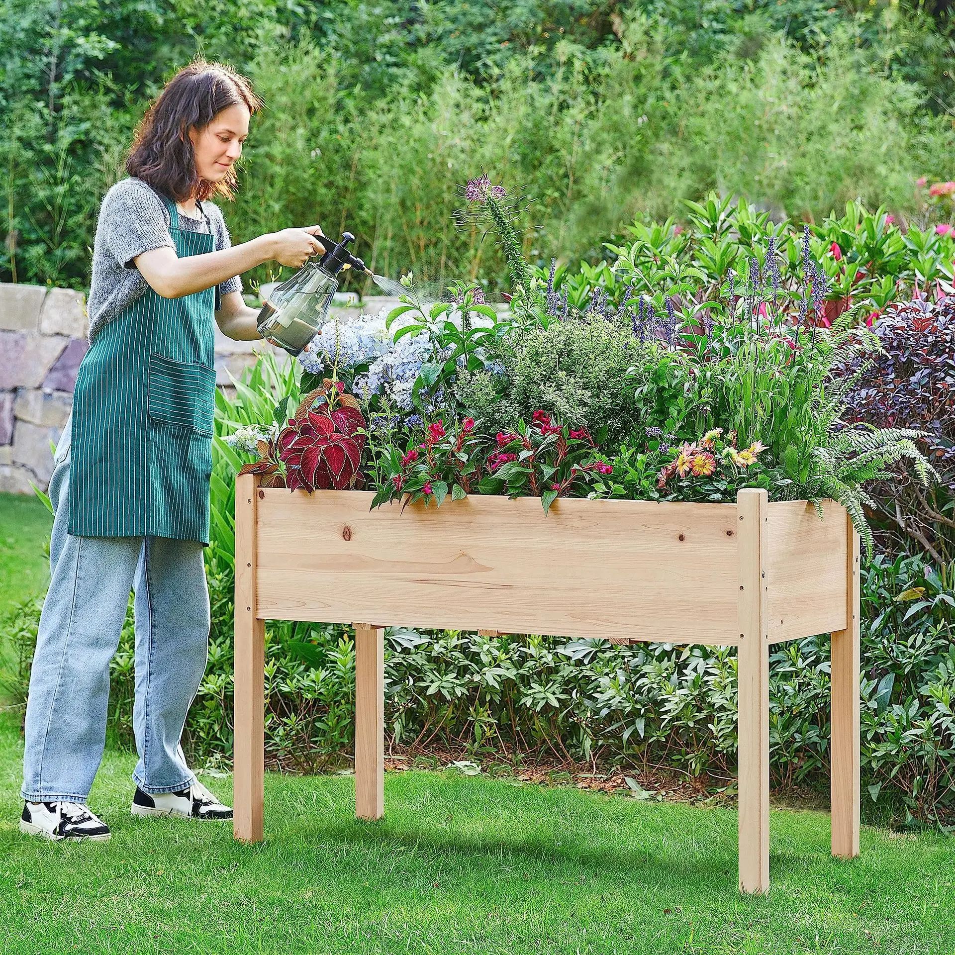 

Raised Garden Bed Flower Or Vegetable Planter Mounted Plant Box Horticultural Flowerpot Box Garden Yard Wood Box For Planting