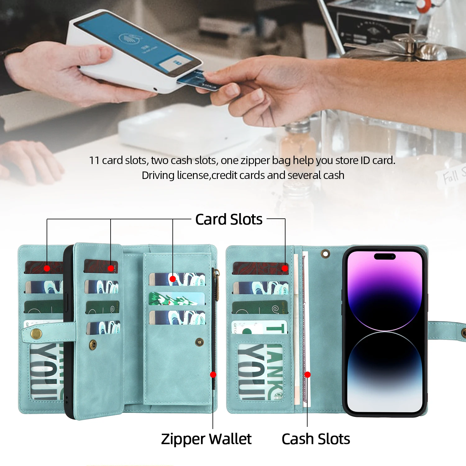 Elegant Flip Leather Case with Multifunctional Magnetic Wallet Cover