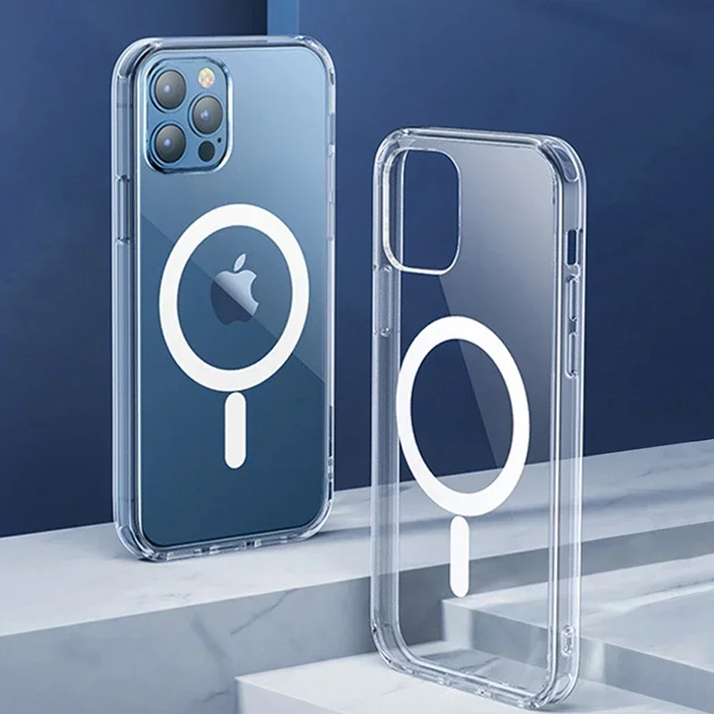 

For Magsafe Magnetic Wireless Charging Case For iPhone 15 14 13 12 Mini 11 Pro XS Max XR X 8 Plus SE 3 2 TPU Edge Acrylic Cover
