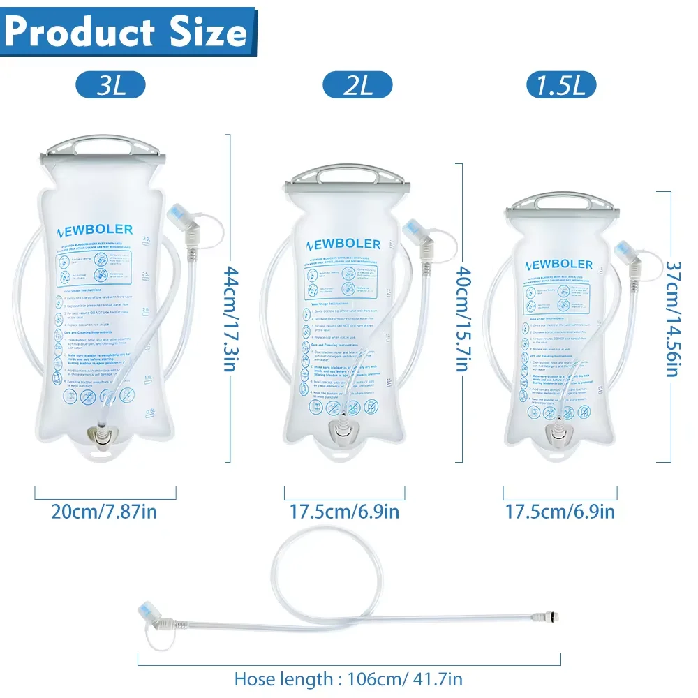 Water Bladder Water Reservoir Hydration Pack Storage Bag BPA Free 1.5L 2L 3L Running Hydration Vest Backpack