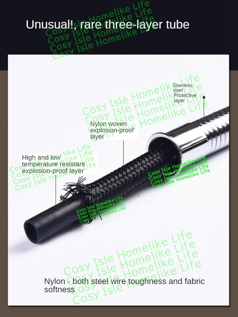 Stainless Steel Shower Pressure Hose 1m Bathroom Explosion-proof Tube Sprinkler Spray Hosepipe Shower Accessories