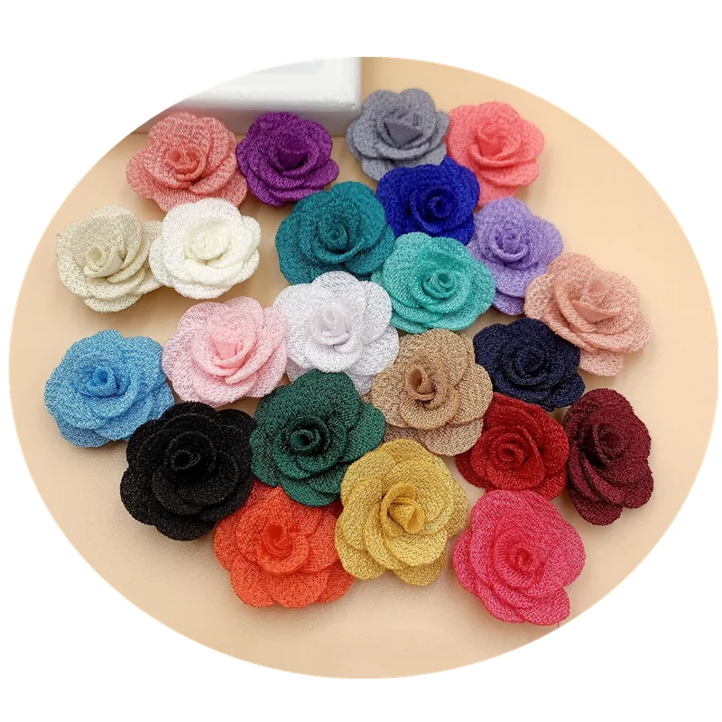 2.5CM Handmade Small Flower Three-dimensional Small Rose Multicolor Petal Flower DIY Hair Accessories 24-48pcs,fabric flowers