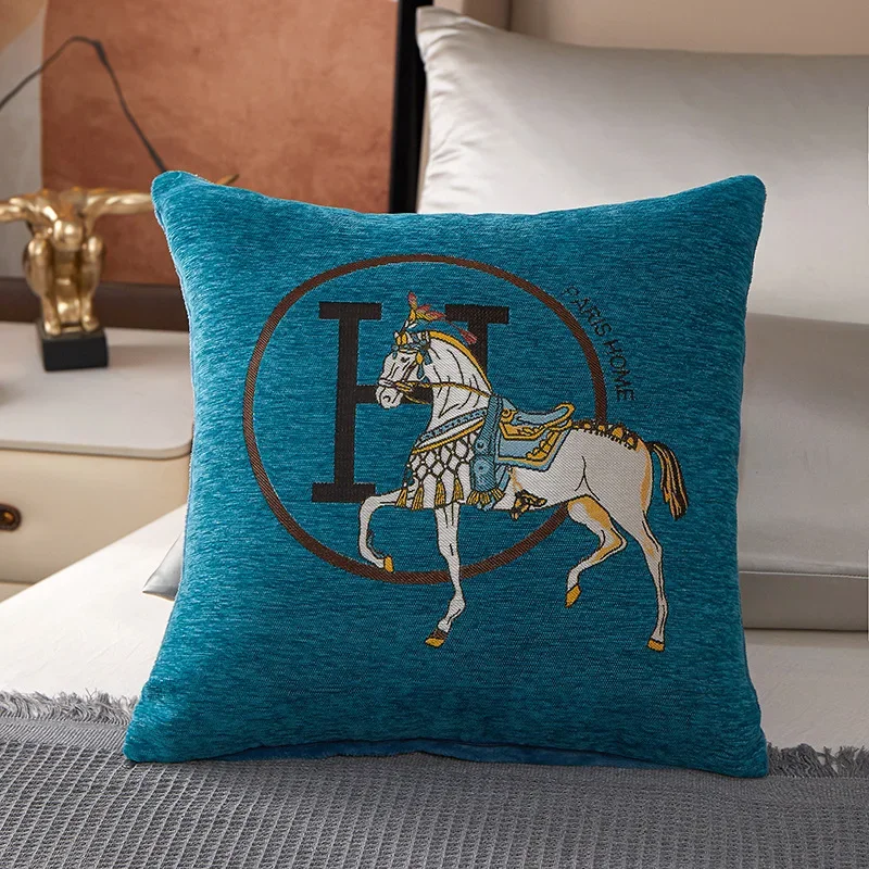 Croker Horse 45cm Throw Pillow Cushion Covers Pack Of 1 Pcs Luxury Horse Embroidery Modern Style Couch Sofa Pillow Covers 3