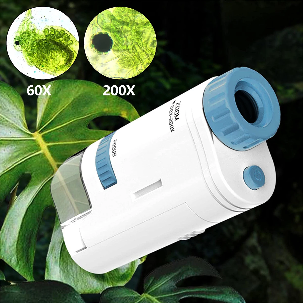 Handheld Microscope Mini Microscope Pocket Microscope 60-200x Handheld Pocket Microscope Electric Mini Microscope with LED Light