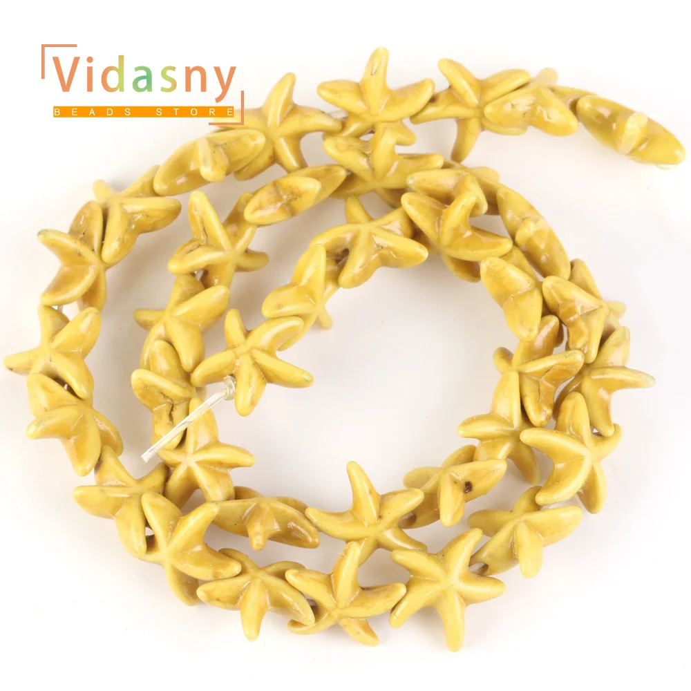 14mm natürliche mehrfarbige ölige glänzende Seestern form türkis farbene Perlen für Schmuck herstellung Ergebnisse DIY Perlen Armband Halskette – Detail 8
