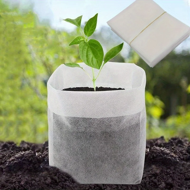 100Pcs Biodegradable Seed Nursery Bags Non-Woven Plant Grow Bags Fabric Nursery Pots Plant Bags Home Garden Supplies Seedling Plant Nursery Bags