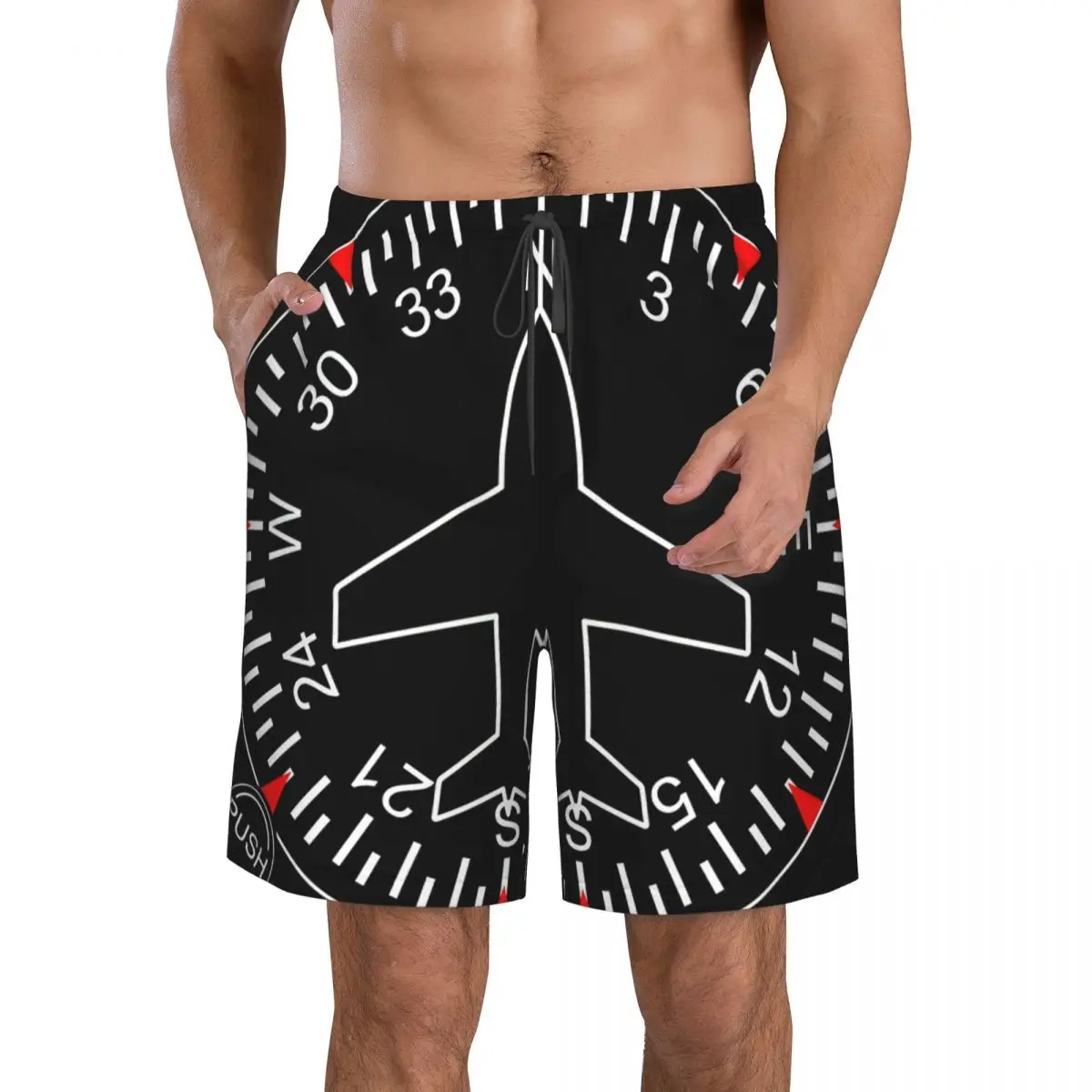 

Heading Indicator Men's Beach Shorts Fitness Quick-drying Swimsuit Funny Street Fun 3D Shorts