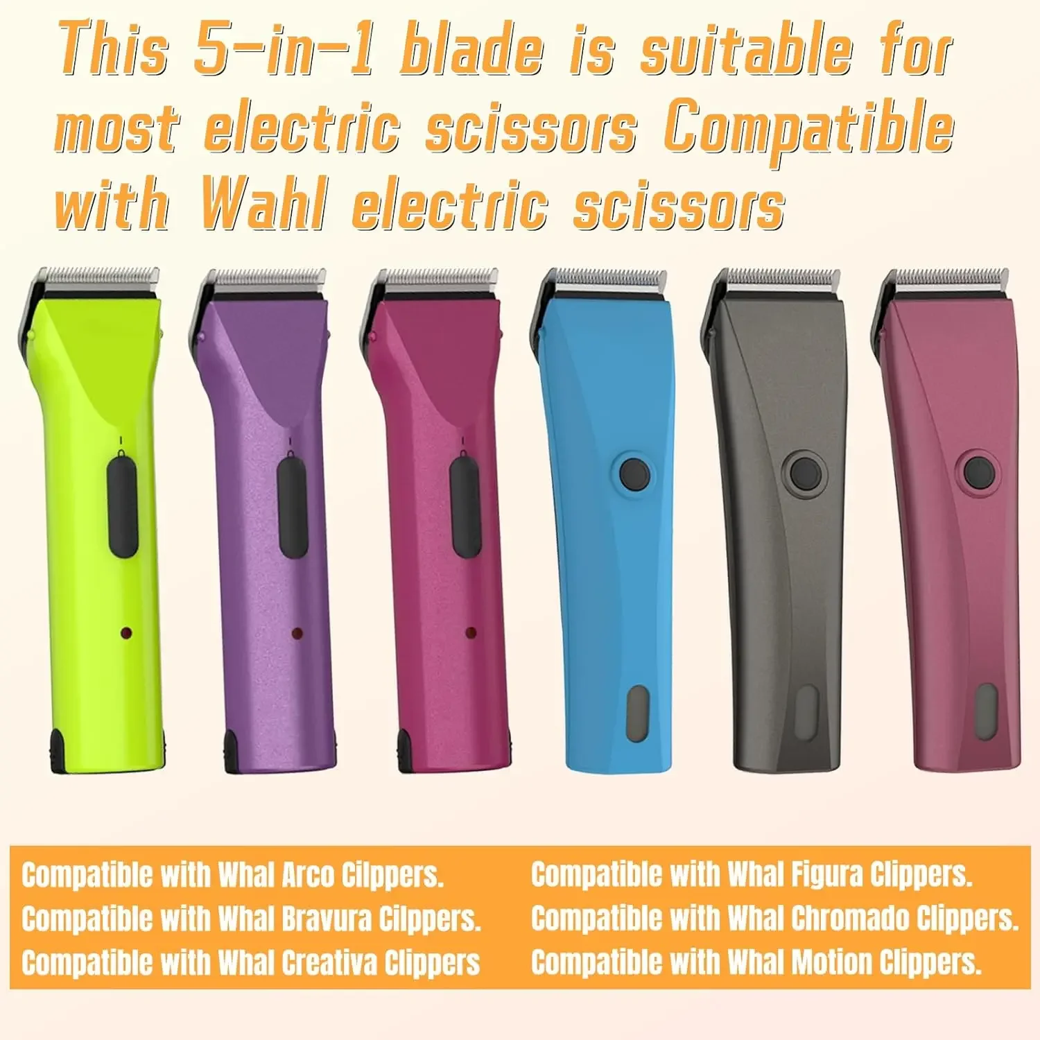 Professional Animal 5-in-1 Adjustable Blade Compatible with WAHL Arco,Bravura,Chromado,Creativa,Figura,Motion Pet,Dog,Horse Clip