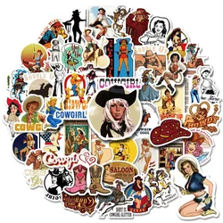 10/30/50PCS Western Element Graffiti Waterproof Sticker Cartoon Cowboy Girl Series Decorative Decal Skateboard WaterCupWholesale