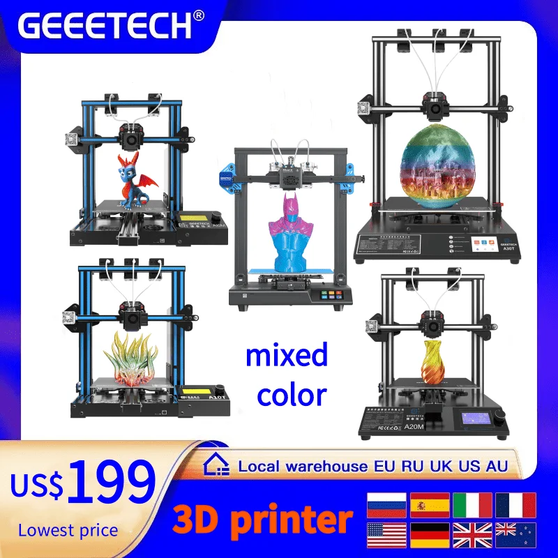 Geeetech A30T A20M A10T A10M Mizar M Large 3d printer multi color Dual