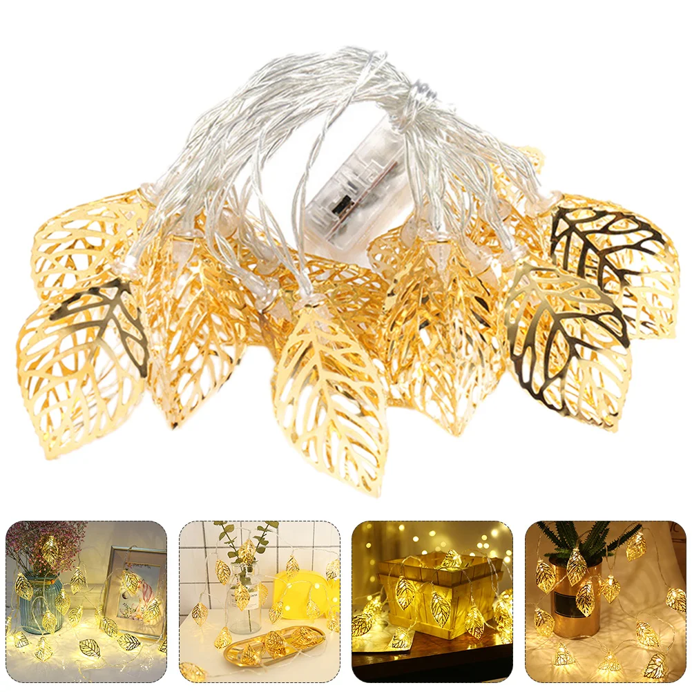 

Leaves String Lights Metal Hollow Leaf Garland with Fairy Lights Warm White LED Lights Vines for Valentines Day Wedding
