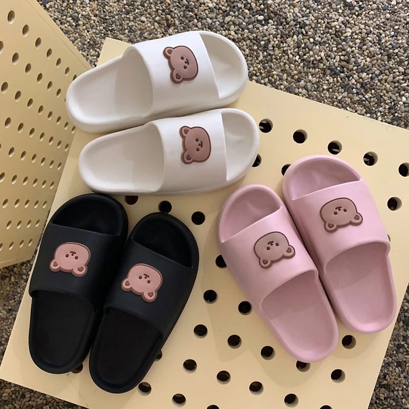 

Summer Cute Animal Sandals For Women Girls Candy Color Eva Fashion Kawaii Bath Anti-Slip Slippers Woman Cartoon Bear Funny Shoe