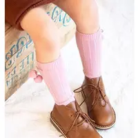 Kids Knee High Socks Boys Girls Pompom Socks Baby Leg Warmers Infant Toddler Cotton Sock Autumn Winter Kids Clothes Accessories 4