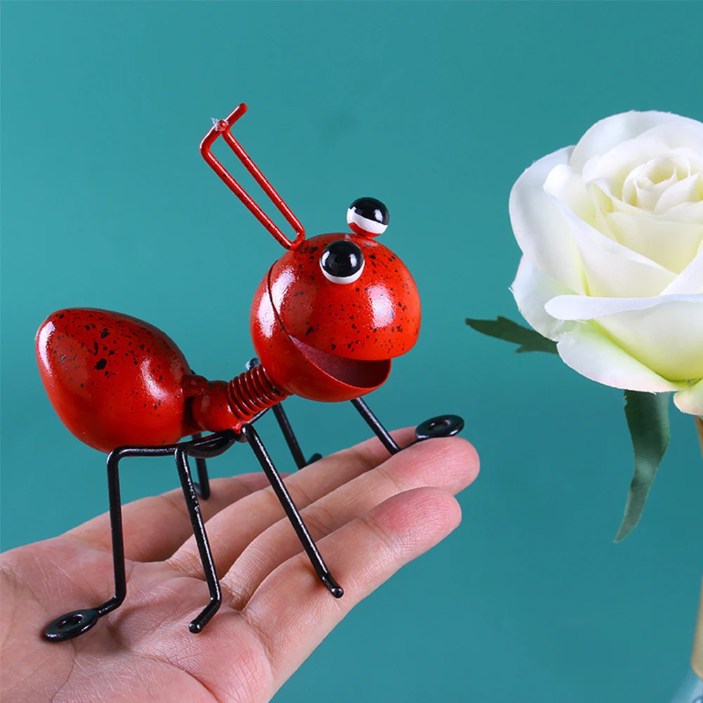 4pcs Gift Craft Patio Metal Ant Wall Art Yard Lawn Sculptures Desktop Home Decor Ornament Outdoor Garden Cute Insect Hanging