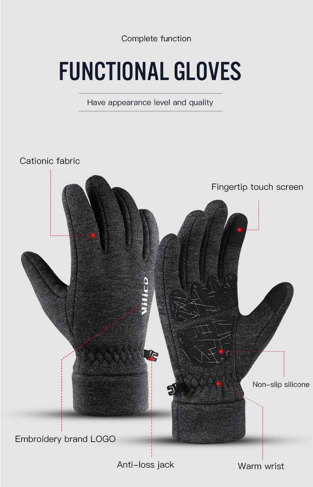 Unisex Warm Fleece Cycling Gloves Touchscreen Compatible Anti-Slip Bicycle Riding Mitts for Men And Women Mountain Hiking