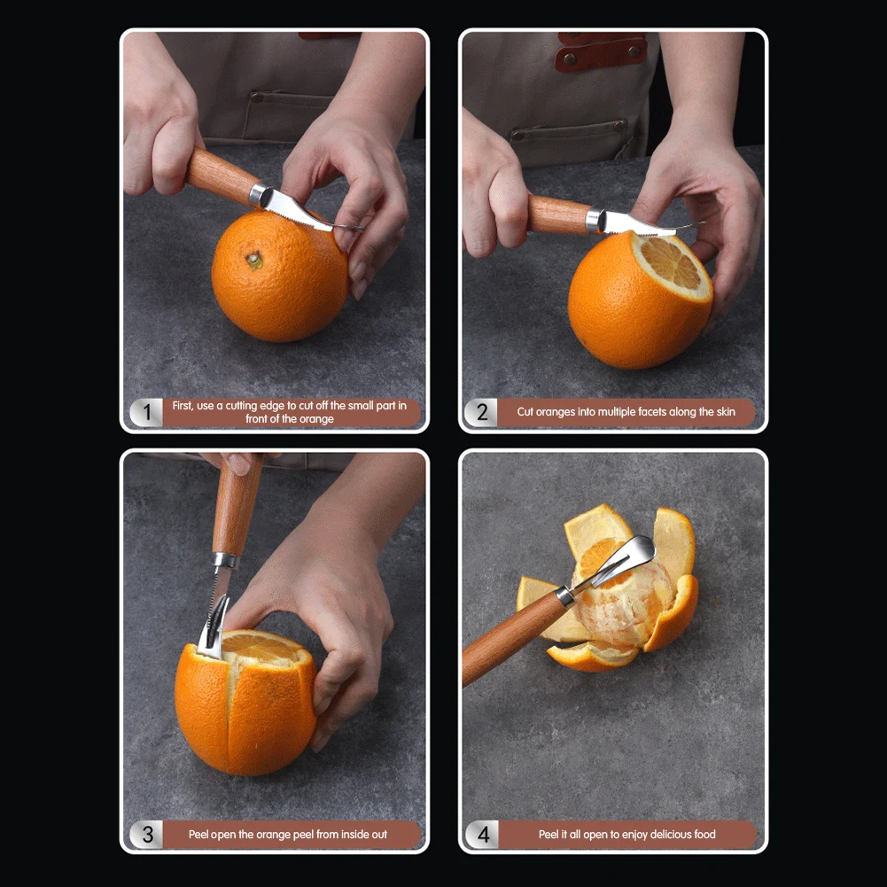 Double Head Orange-Peeler Portable Effortless Fruit Skin Remover For Grapefruit