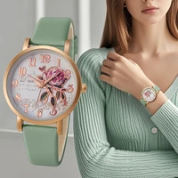 New Style Fashion Casual Luxury Women Peony Dial PU Leather Quartz Watch Elegant Popular Versatwrist Watch Hoilday Gifts Present 1