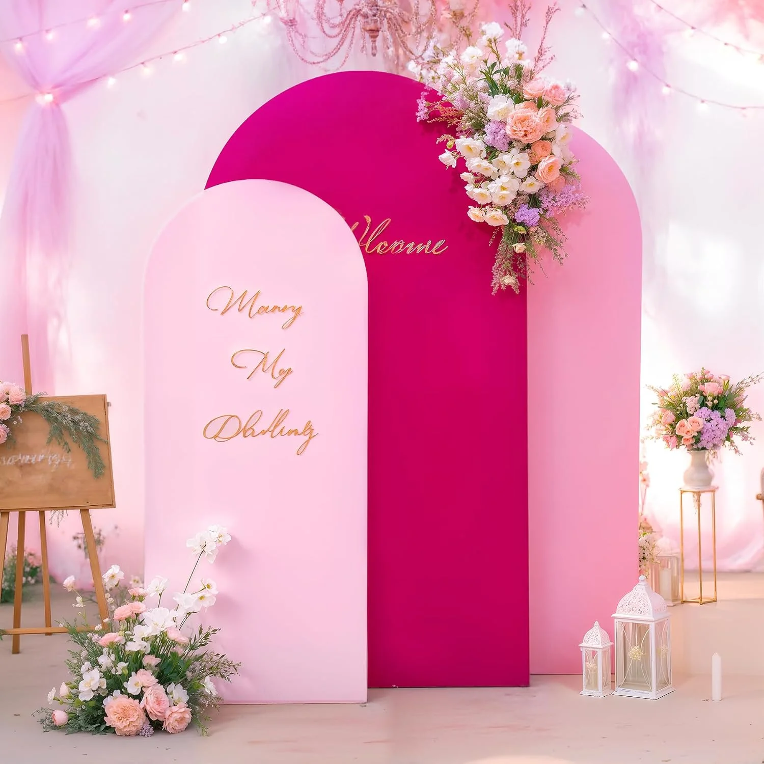 6–7,2 Fuß Rose Red Arch Cover Hintergrund Pink Hochzeit Spandex Arch Stand Cover Geburtstag Braut Party Baby Shower Foto Prop Deco