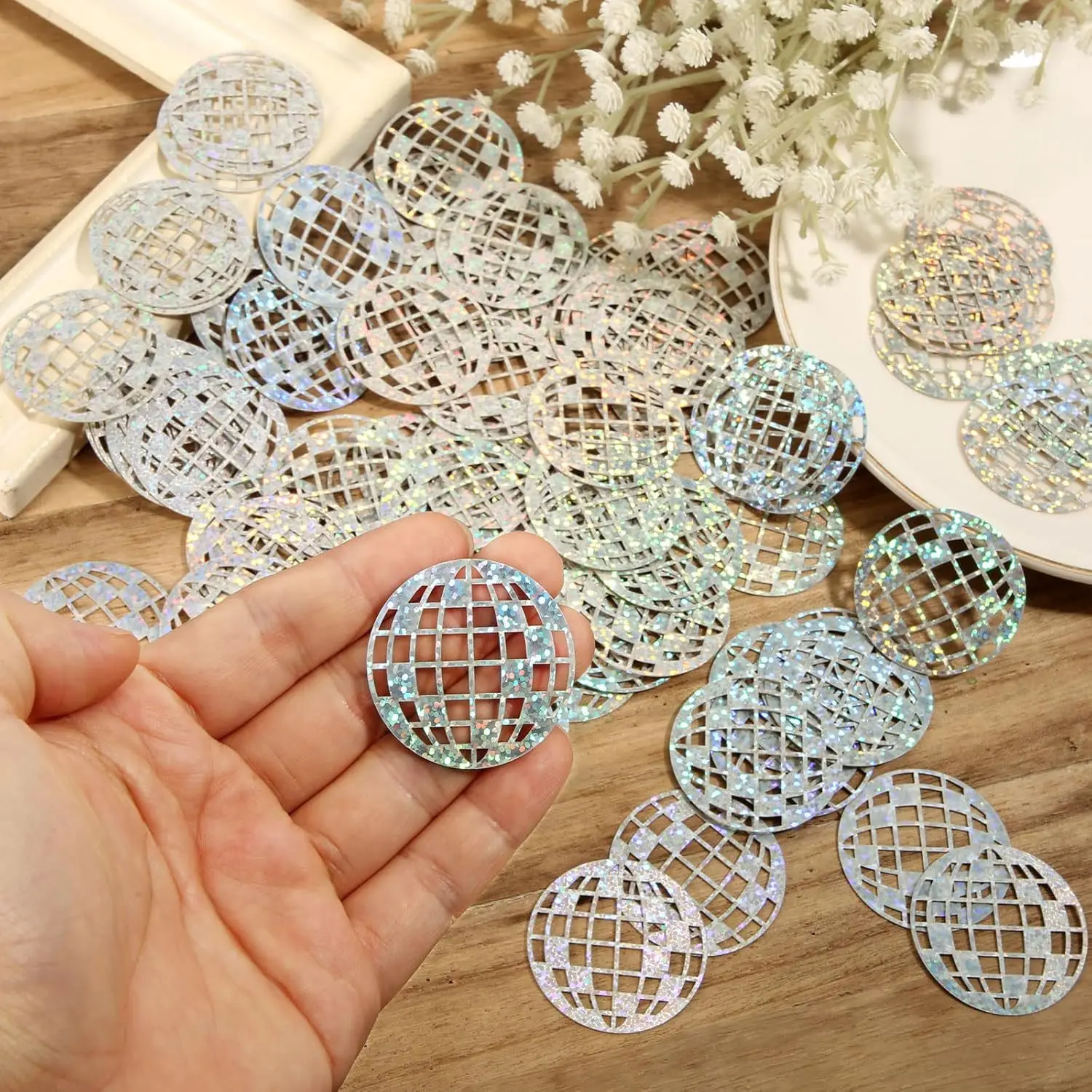 100pcs Disco Confetti, Disco Ball and Music Disco Party Decorations, Wedding, Birthday, Bachelor Party Table Decorations