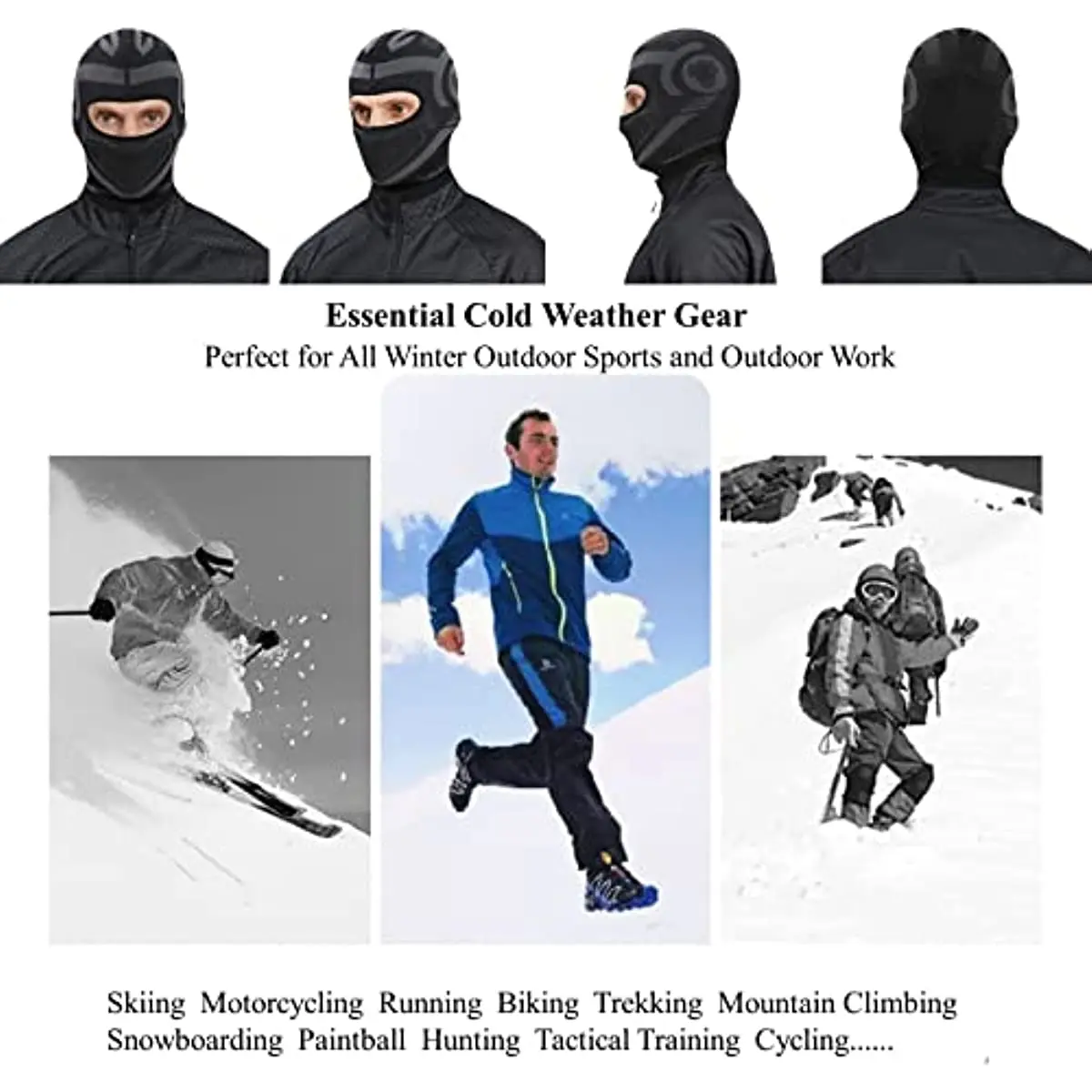 Ski Mask Balaclava Winter Full Face Mask for Men Women Cold Weather Wind Protection Gear for Skiing Snowboarding Ride Running