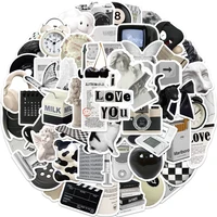 10/30/61Pcs Ins Style Apathy Black White Stickers Aesthetic VSCO Decals Luggage Laptop Cup Phone Scrapbook Wall Sticker Kids Toy 2