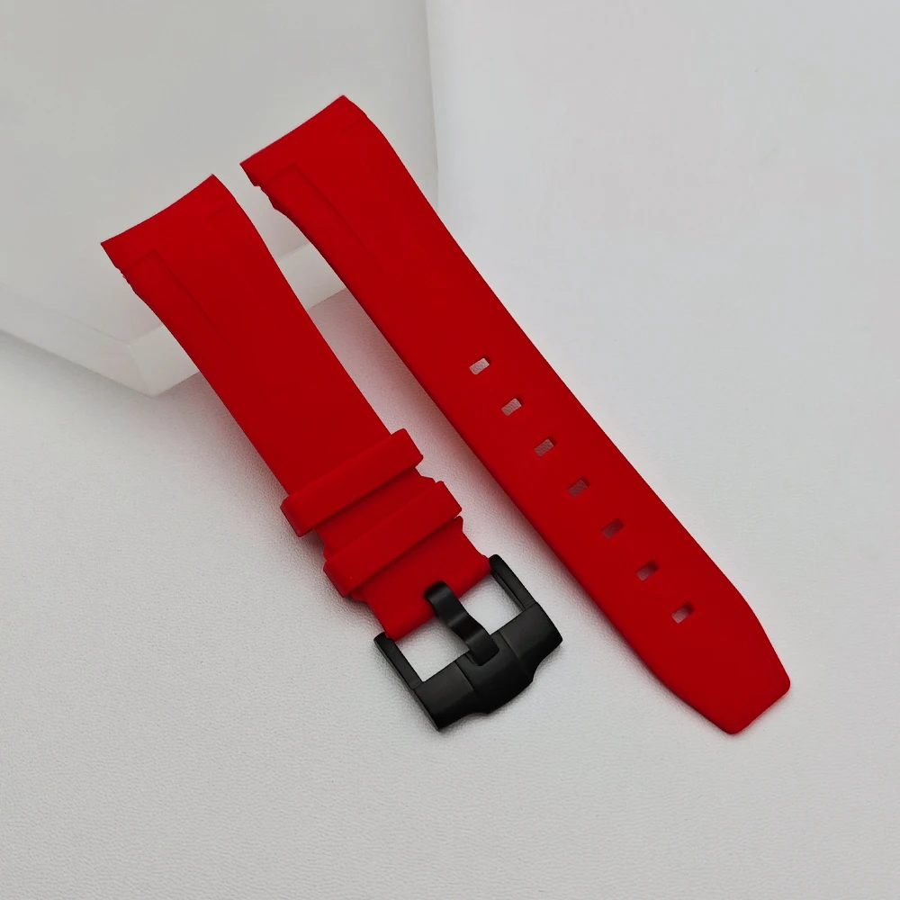 Black/Green High-Quality Rubber Strap 22mm Replacement Bracelet with Matching Watch/Case and Bezel Parts