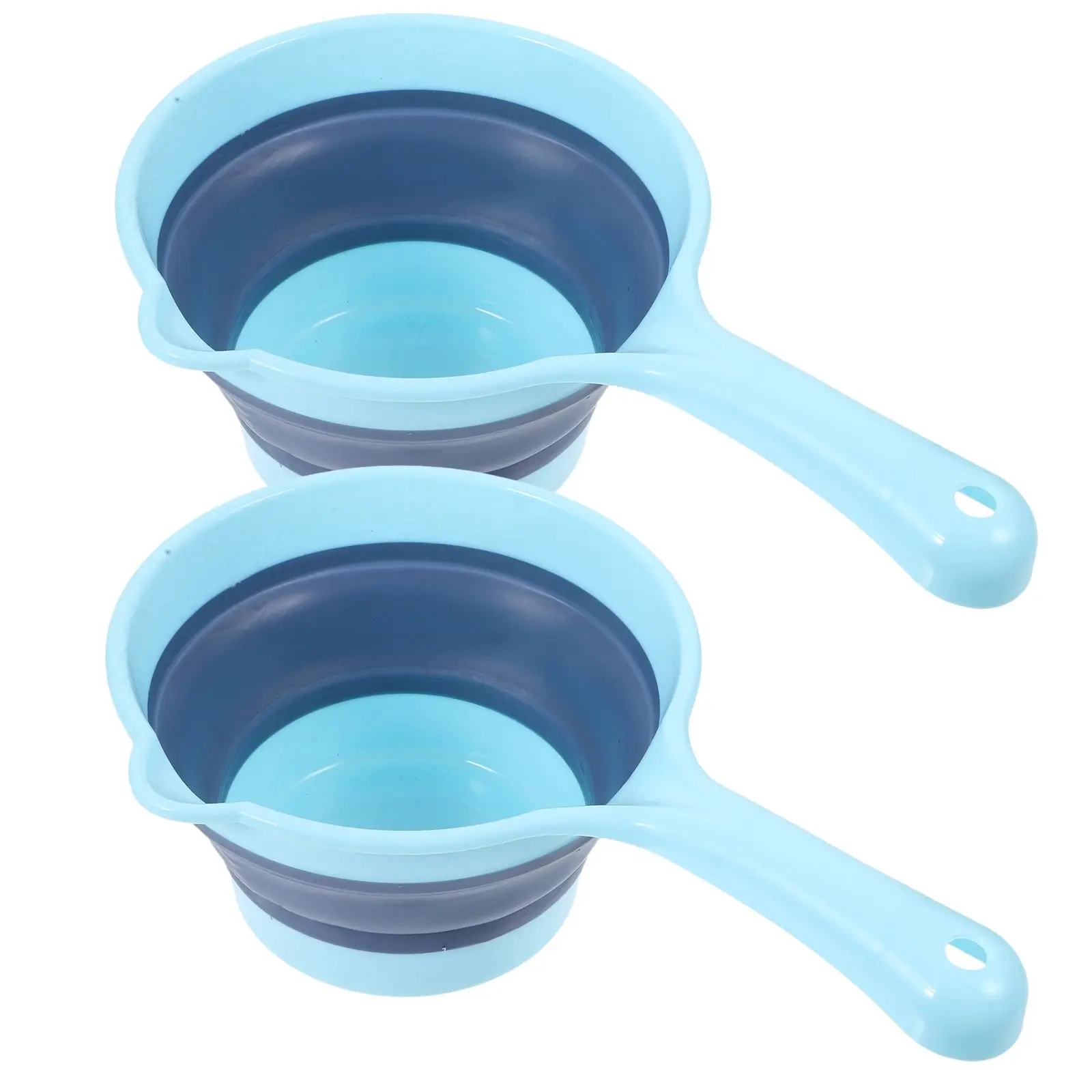 2 Pcs Folding Spoon Mug Pale and Dipper Bath Jug Clear Cup Sink Faucet Portable Bailer Hanging Water Ladles Household Soap