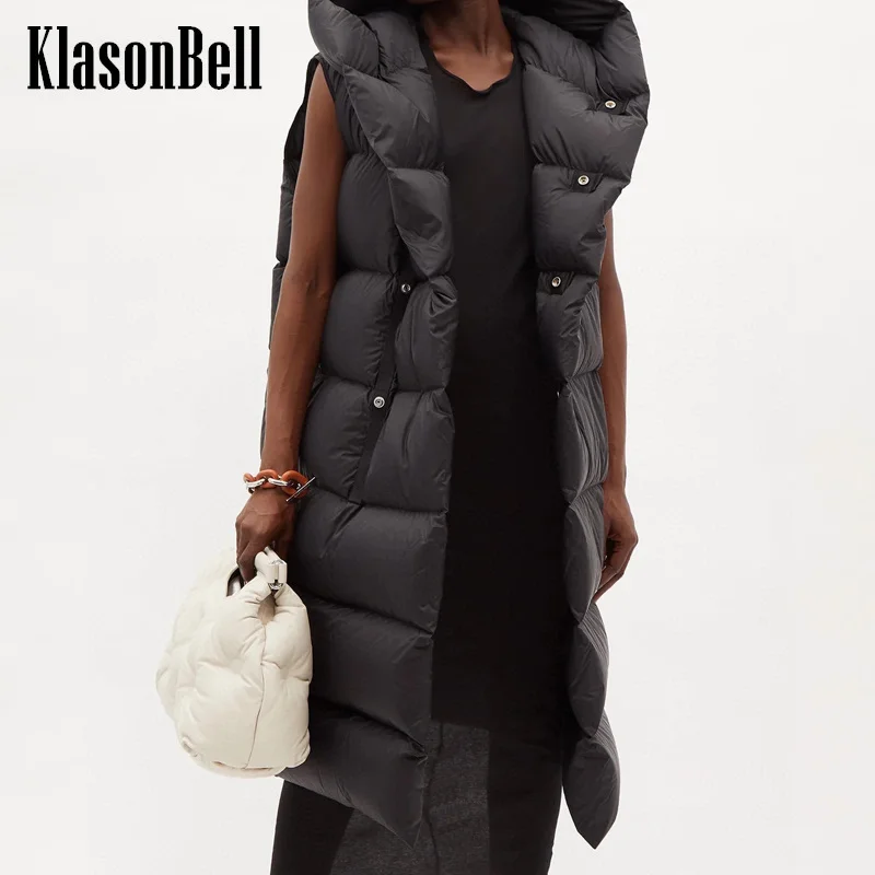 

10.28 klasonBell Fashion Simple Hooded Keep Warm Down Long Vest Outerwear Women's