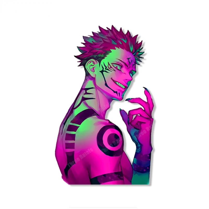 

Anime Jujutsu Kaisen Sukuna Peeker Cool Removed Colorful Car Sticker for Fuel Tank Cap Mirror Decor Auto Decals Vinyl Waterproof