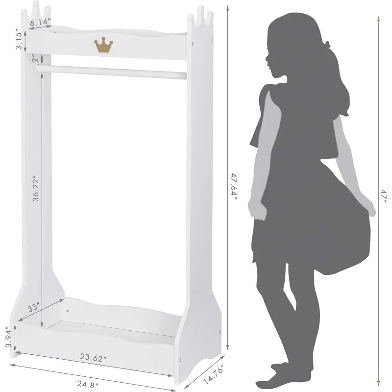 Kids Dress Up Storage, Kids' Costume Organizer Center, Open Hanging Armoire Closet, Kids Armoire with Rack for Toddler 3