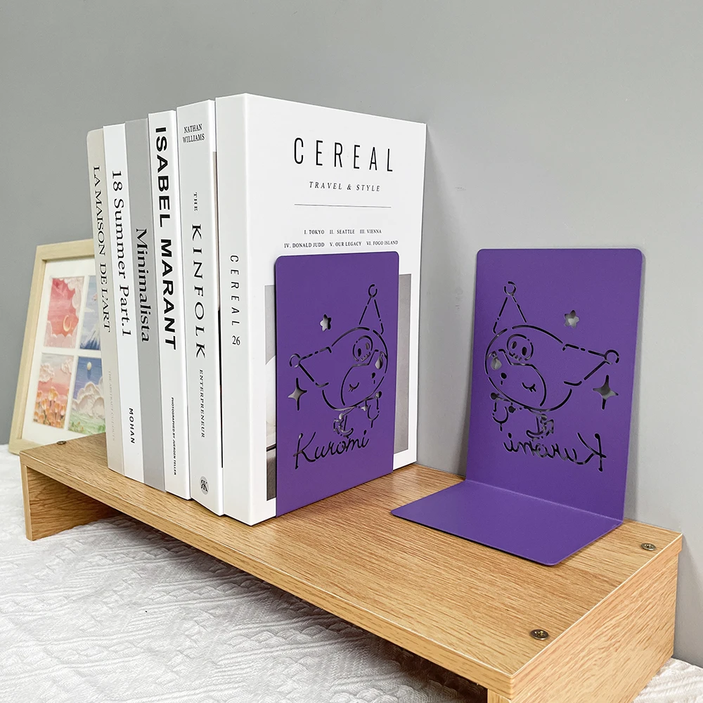 Sanrio Kuromi Bookends Purple Metal Bookends Heavy Duty Bookends for Fans Collection Book Lovers Home Office Bookends Supplies 5