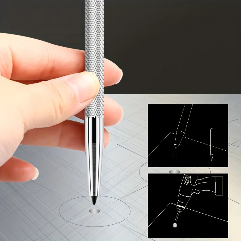 Nail Setter High Hardness Center Punch Non-slip Handle Tapered Punch Point Metal Scribe Tool
