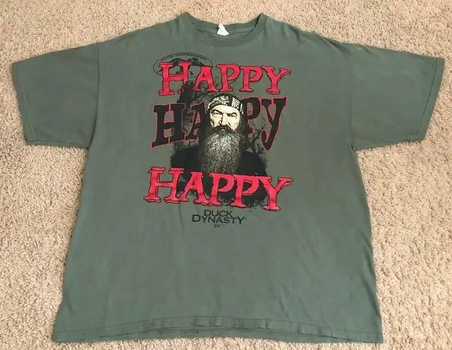 Duck Dynasty Happy Happy Fill Duck Commander T-Shirt Verde Oliva Da Uomo Xxl