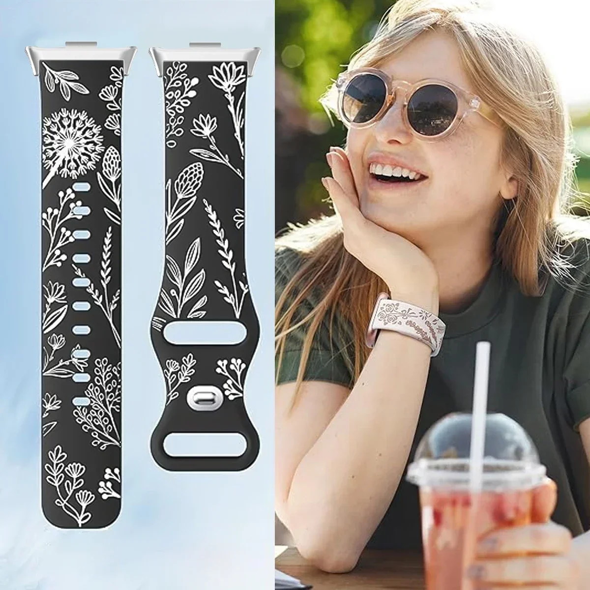 Two-Tone Dandelion Silicone Strap Wristband Bracelet Replacement Belt