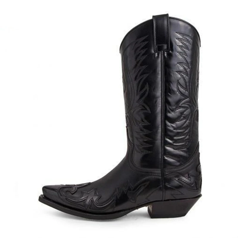 Men Leather Autumn Winter Mid-calf Handmade Retro Boots Black White For Men Zapatos De Hombre Leather boots Mens leather boots Motorcycle leather boots
