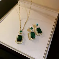 4 pièces ensembles exquis carré strass collier boucles d'oreilles bague ensemble de bijoux charme dames bijoux mode cadeaux de mariée 6