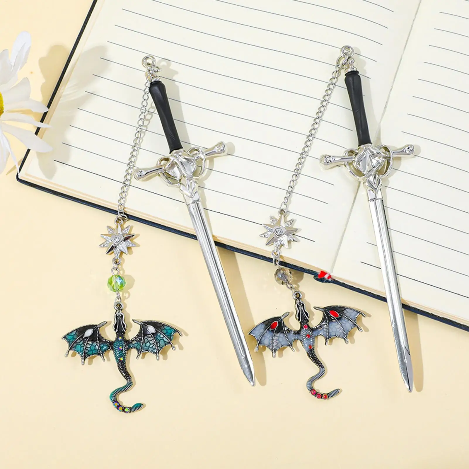 Fourth Wing Bookmark Metal Dragon Bookmark Reading Page Marker With Crystal Pendant Decorative Hair Clip For Home School Women