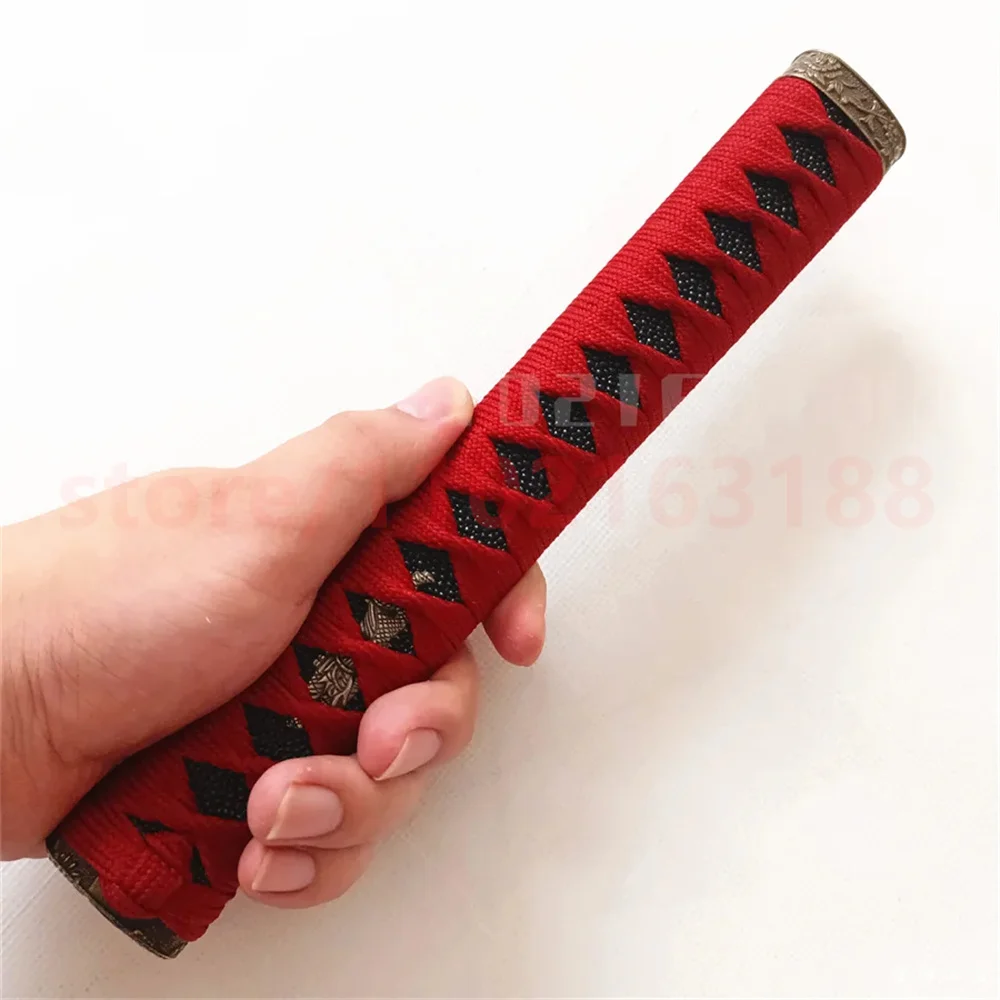 26cm Tsuka Katana Handle Alloy Fuchi Kashira Menuki Apply To Japan Samurai Sword Fittings New Red Japanese Silk Ito Very Nice 6