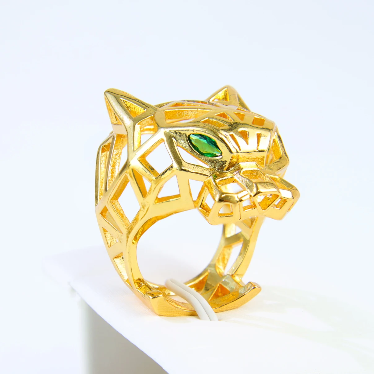 Luxus Hip Hop Leopard Kopf Große Ringe 21k Gold Überzogene Dubai Zirkonia Mode Panther Ring Nahen Osten Punk Schmuck – Detail 9