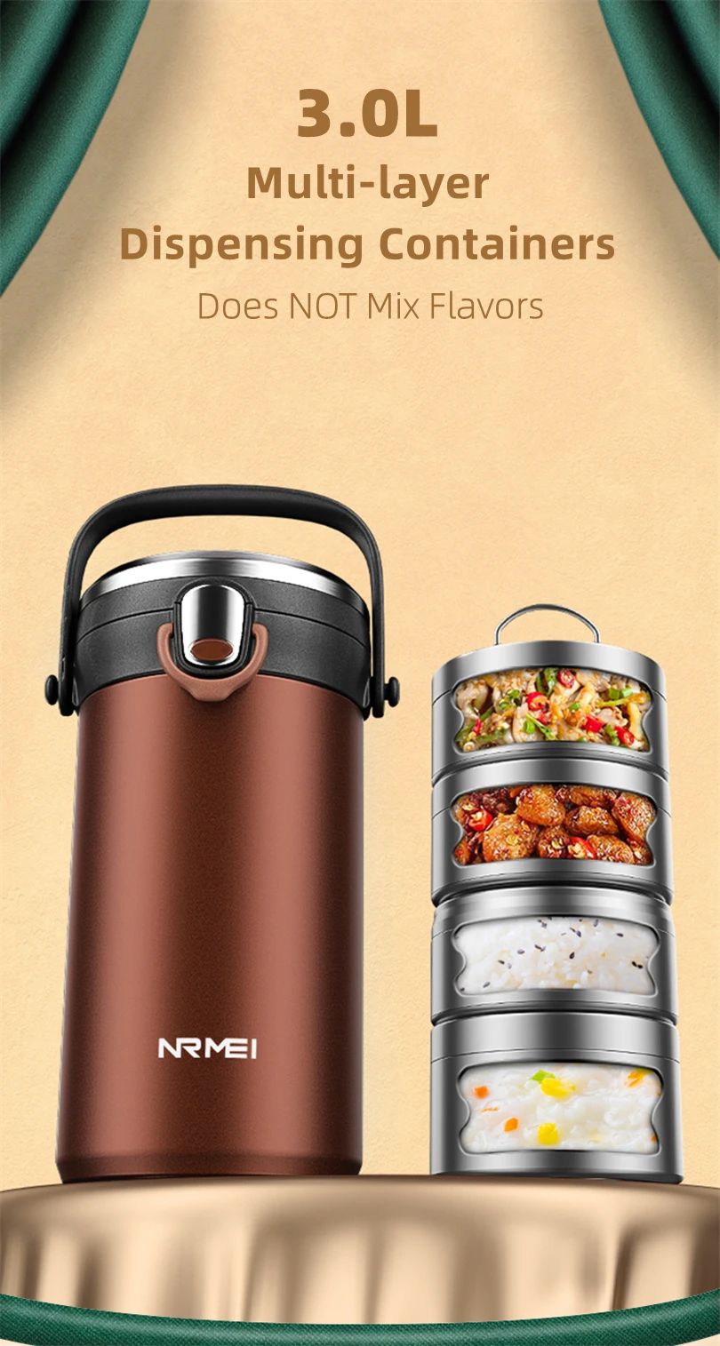 Description Picture 4 of itemMultilayer Lunch Bento Box Stainless Steel Insulated Portable Food Thermal Jar For Adult Food Container Box with Portable Bag
