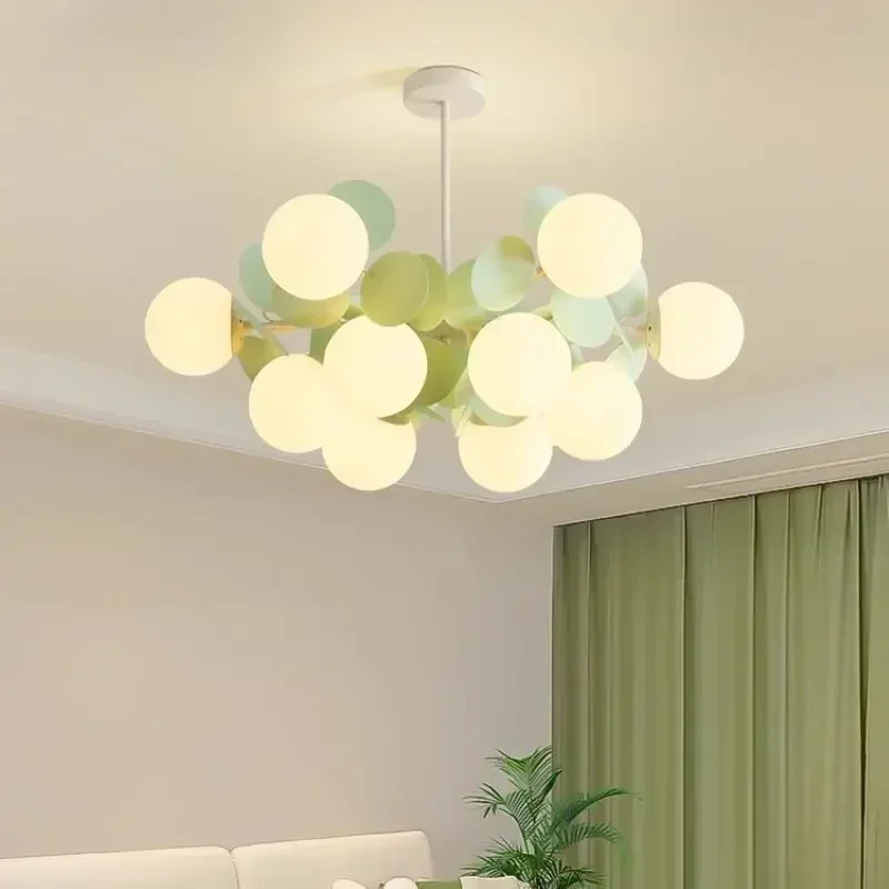 French Warm Style Chandeliers Green Magic Beans Molecule Led Hanging Lamp for Bedroom Living Dining Room Home Lighting Fixtures