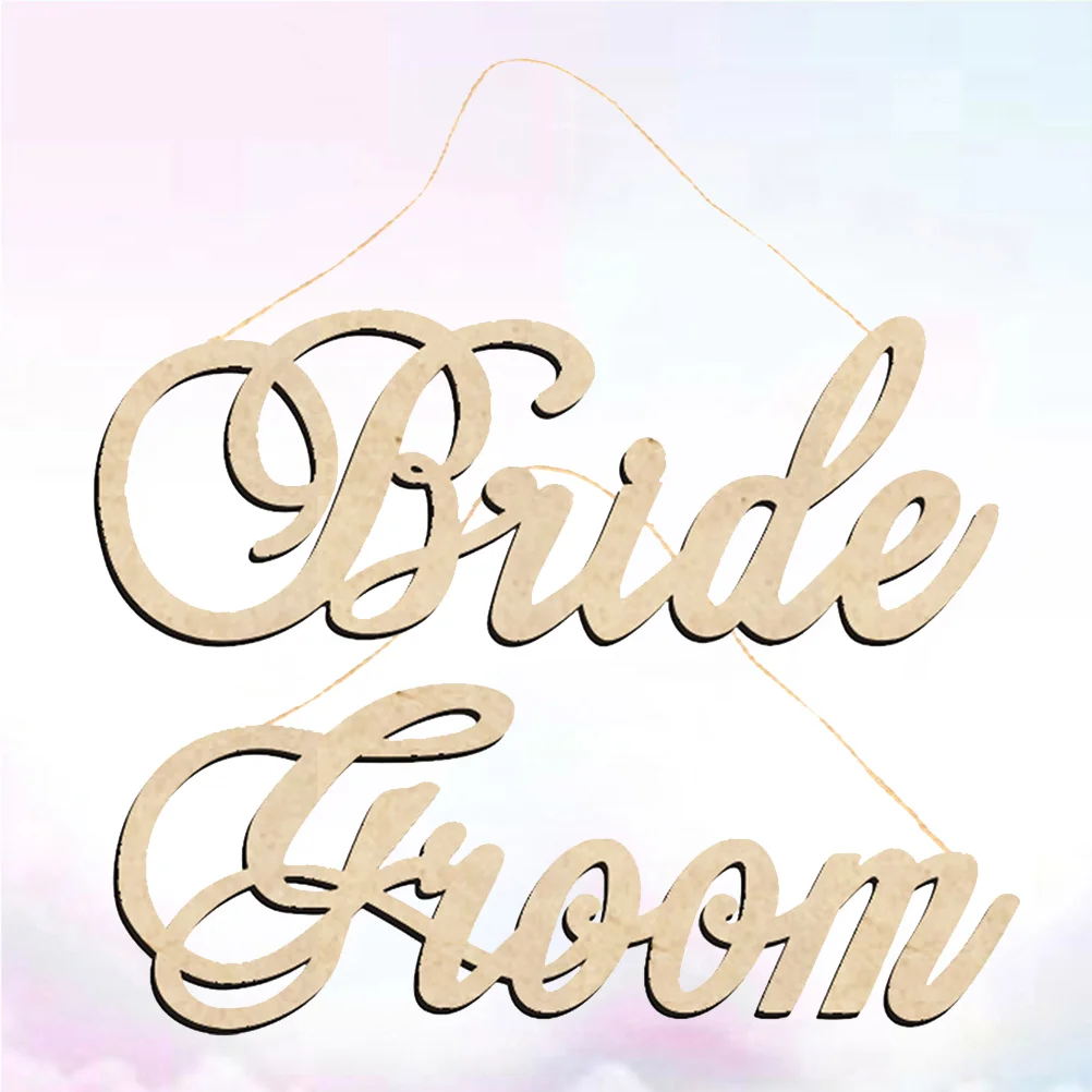 

2 Pcs Office Decorations Wooden Hanging Wedding Chair Bed Room Letter Design Bamboo Cutainsforbedroom