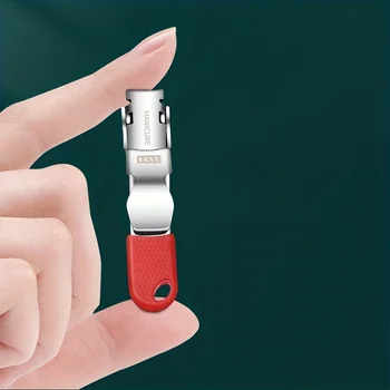 Stainless Steel Portable Folding Nail Clippers with Keychain - Convenient Pedicure Tool for On-the-Go Grooming 1